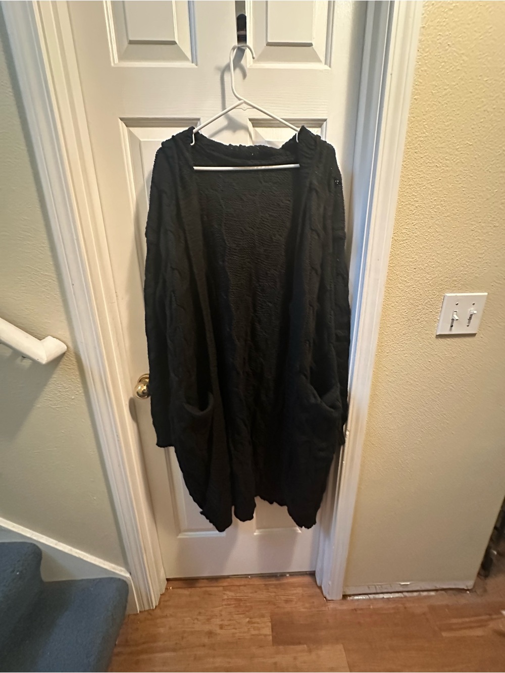 Black Oversized Open-Front Cozy Cardigan
